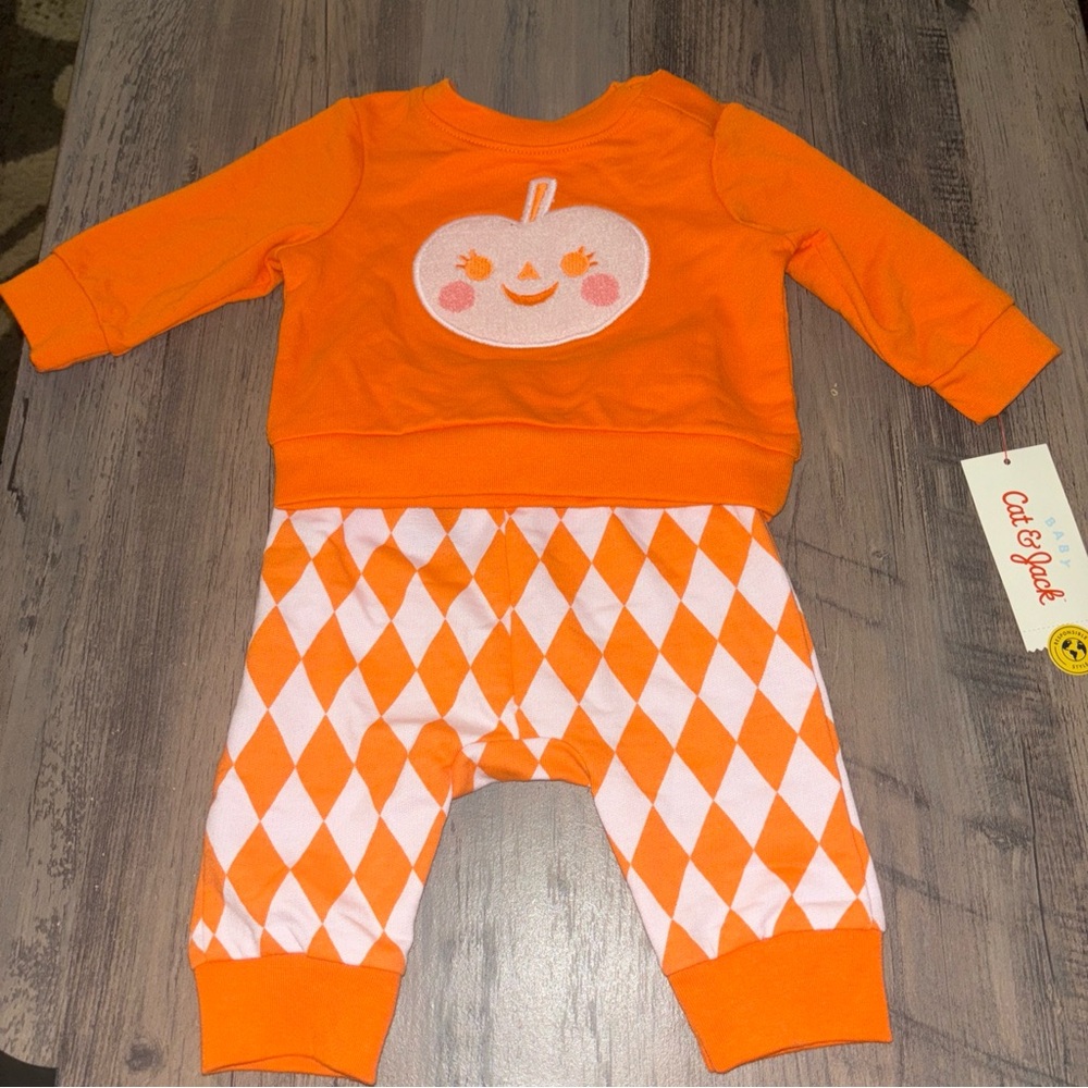 Cat & Jack Orange Pumpkin Baby Set